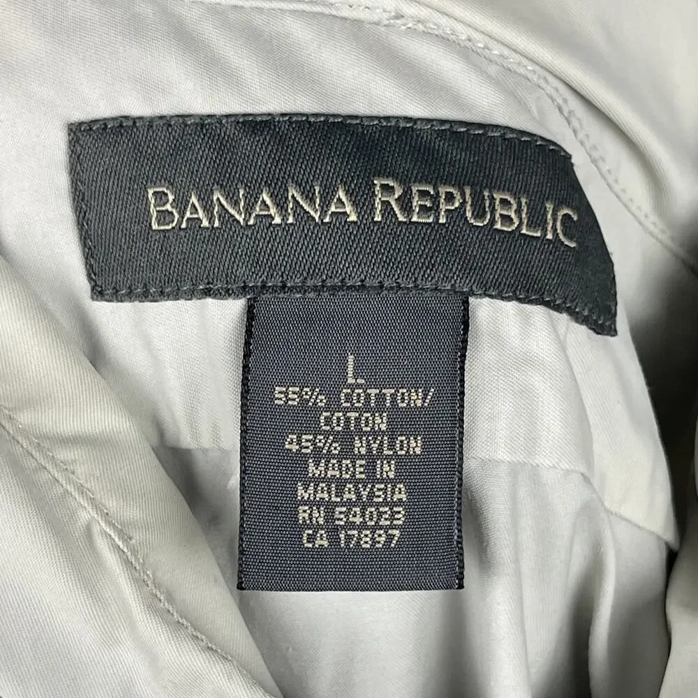 Banana Republic Shirt Mens L‎ Stowaway Hood Nylon Zip Off Sleeve Outdoor Fishing
